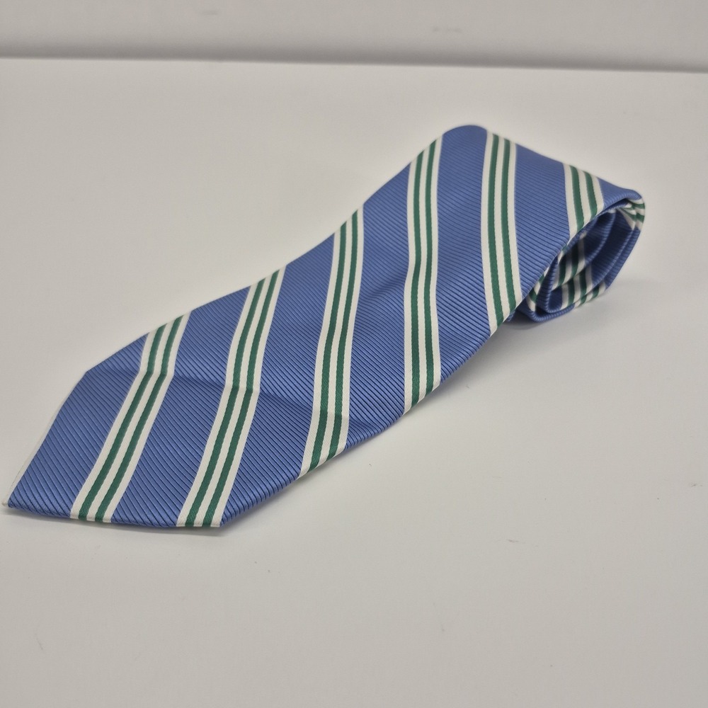 Brooks Brothers Makers 100% Silk Necktie Horizontal Stripe Blue Green
